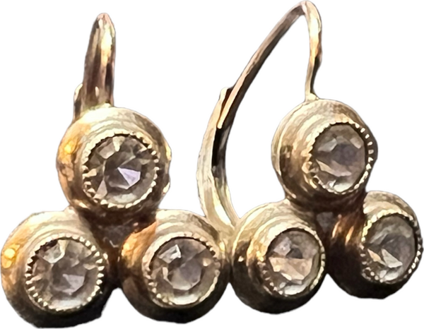 Antique Rolled Gold TriStone Earrings