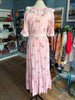 70s Victor Costa Pink Rose Maxi Dress          w30