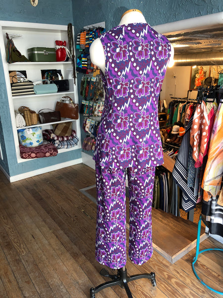 60s Tami Purple Floral Pant Set            M