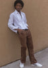 70s JCP Brown Denim Flare Jeans w/White Stitch     W33