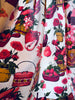 1950s Barkcloth Fruit & Flowers Kitchen Curtains - 2 Panels