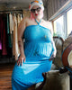 Y2K Cerulean Halter Midi Sundress      M