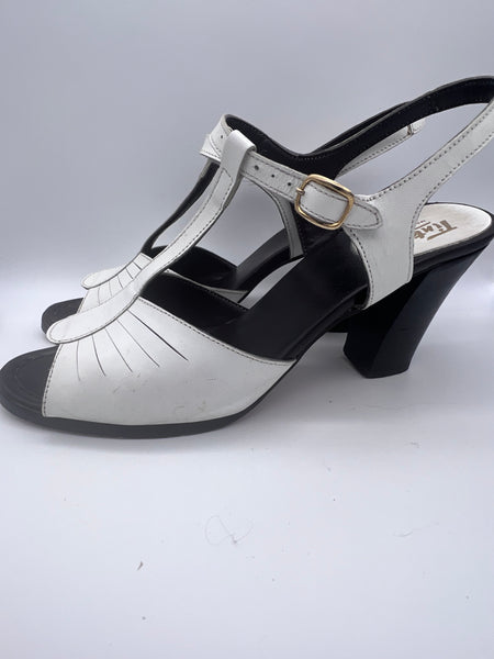 80s Tintoretto White Leather Heels         9N