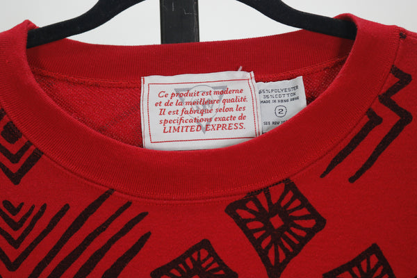 90s Red Tribal Tunic Sweatshirt          L