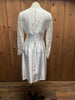 90s Lace & Satin Sheath Tea Length Wedding Dress   W29