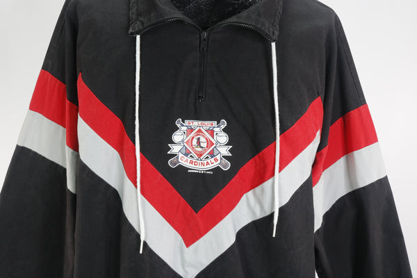 '92 STL Cardinals Black Striped Pullover      L