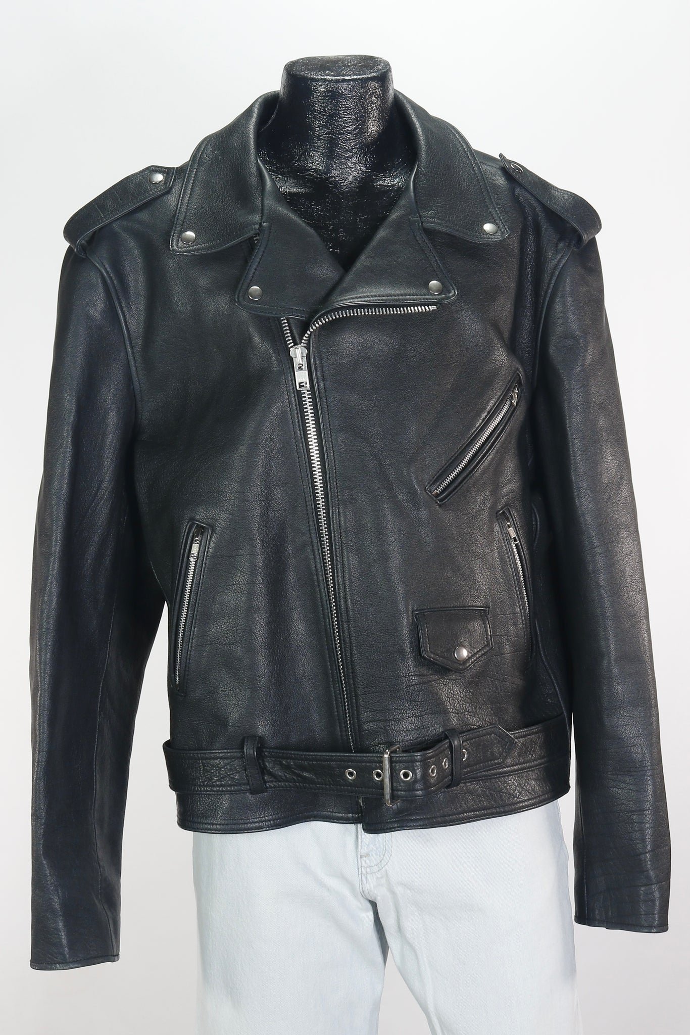 90s J.Peterman Leather Moto Jacket     XL