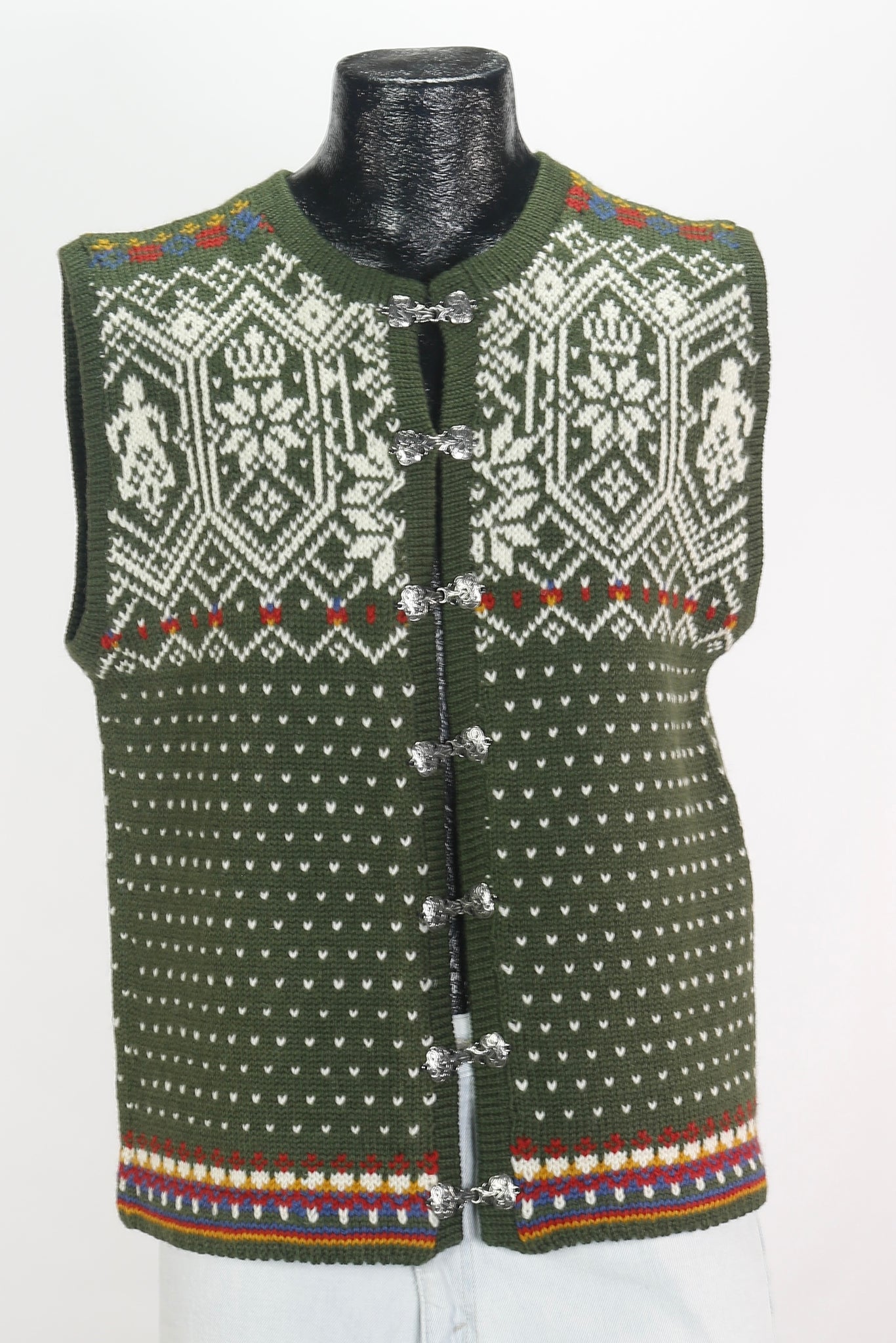 90s Nordic Green Wool Sweater Vest       L