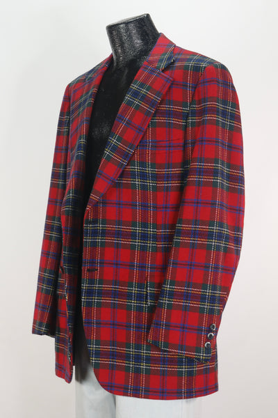 90s Bergdorf G. Cashmere Plaid Blazer    L