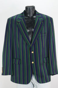 00s Kent & Curwen Grn/Navy Striped Blazer     L