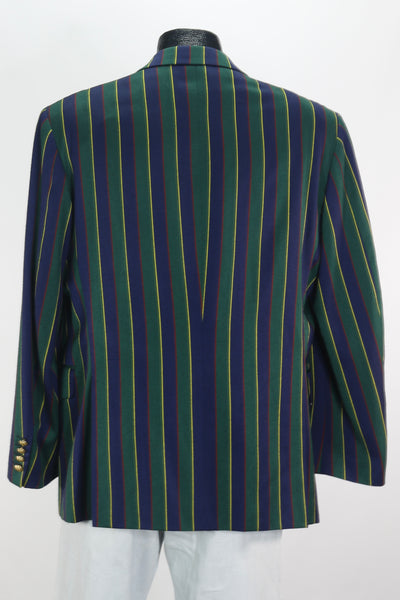 00s Kent & Curwen Grn/Navy Striped Blazer     L