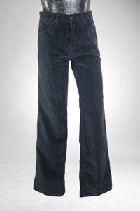 70s Levis Movin’ On Blk Velveteen Pants    W32x32