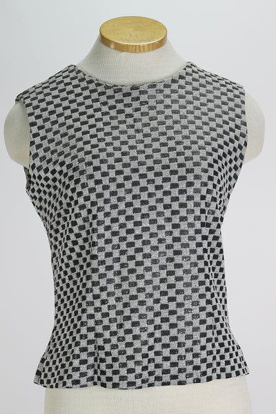 60s Alice Stuart Metallic Grid Top     M