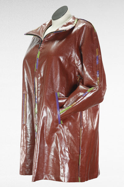 90s Marylou Brown Leatherette Flare Coat      M