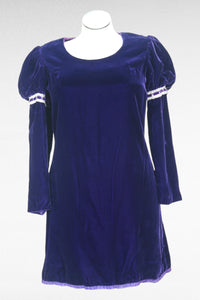 60s Purple Velvet Renaissance Mini Dress      M