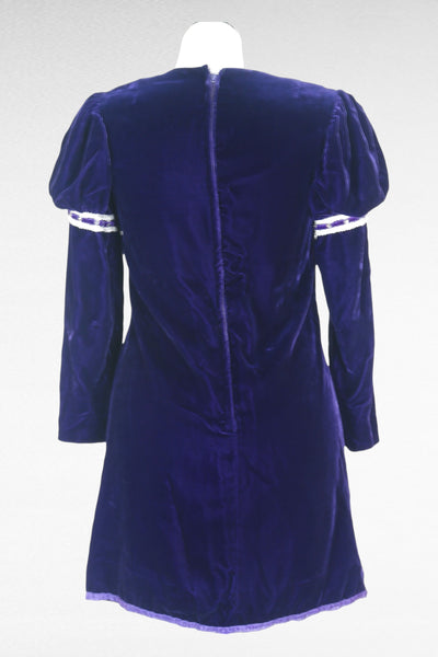 60s Purple Velvet Renaissance Mini Dress      M