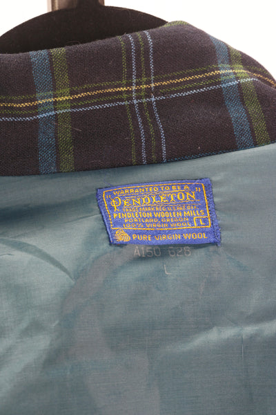 80s Pendleton Navy/Grn Plaid Blazer     L