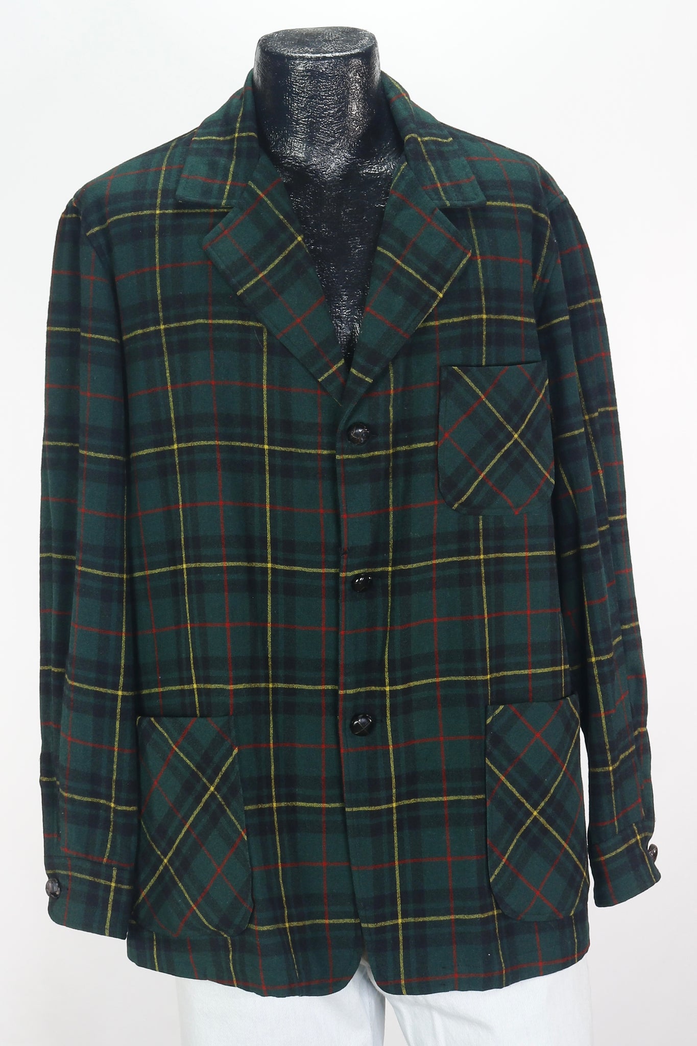 80s Pendleton Grn/Red Plaid Blazer      L