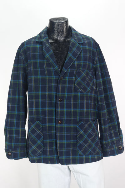 80s Pendleton Navy/Grn Plaid Blazer     L