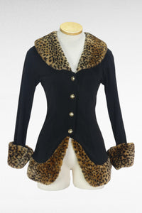 90s Tower Blk/Leopard Trim Jacket      M