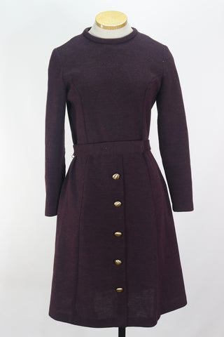 70s Betty Hartford Plum Dress       M