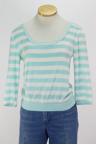 80s Currants Aqua Stripe Top      L