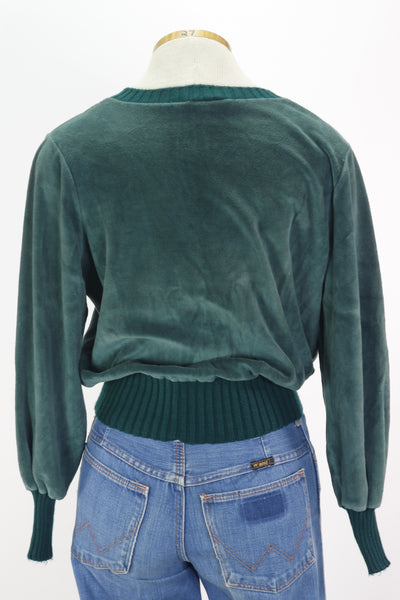 80s Pine Green Velour Top       M