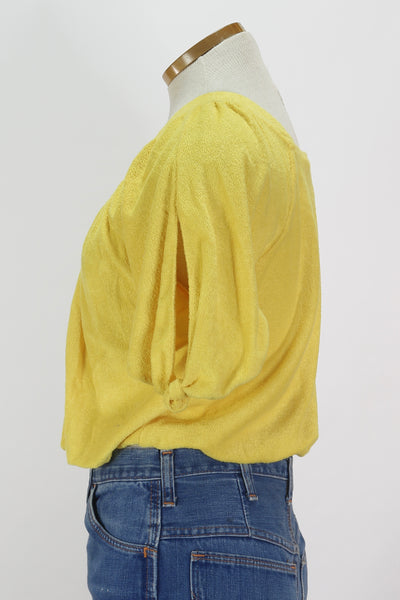 70s Yellow Terry Cloth Crop Top       L