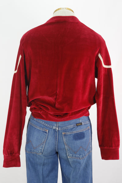 80s Dino-Cori Red/Wht Velour Top      L