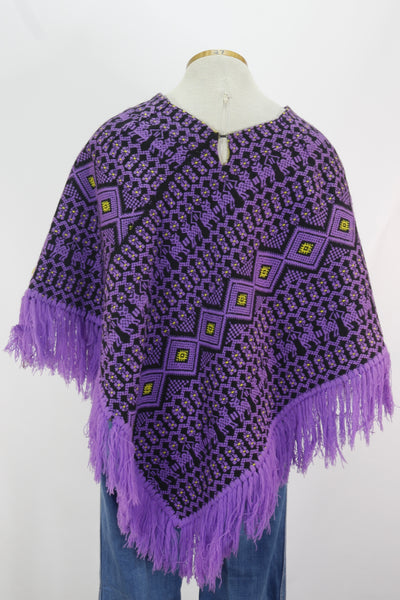 70s Prp/Yllw/Blk Woven Cat Poncho        OSFM