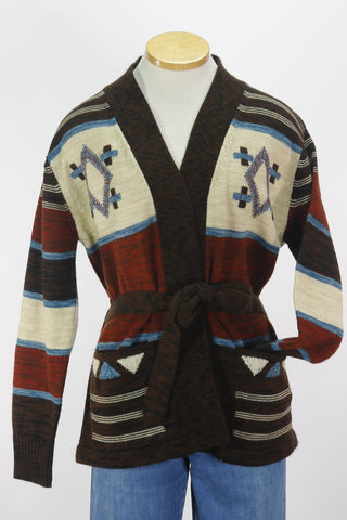 70s Chess King SW Color Block Cardigan      M