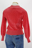 80s Coral Velour Lattice Top         S