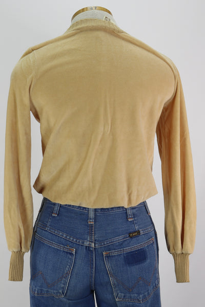 70s Sears Tan Velour Top     S