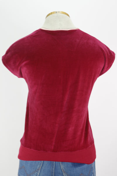 80s Fuchsia Rosette Velour Top        S