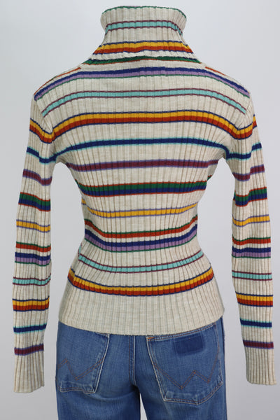 70s CoLLAGE Color Stripe Turtleneck     M