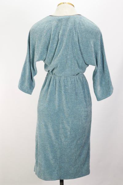 70s Slate Blue Terry Cloth Dress       M