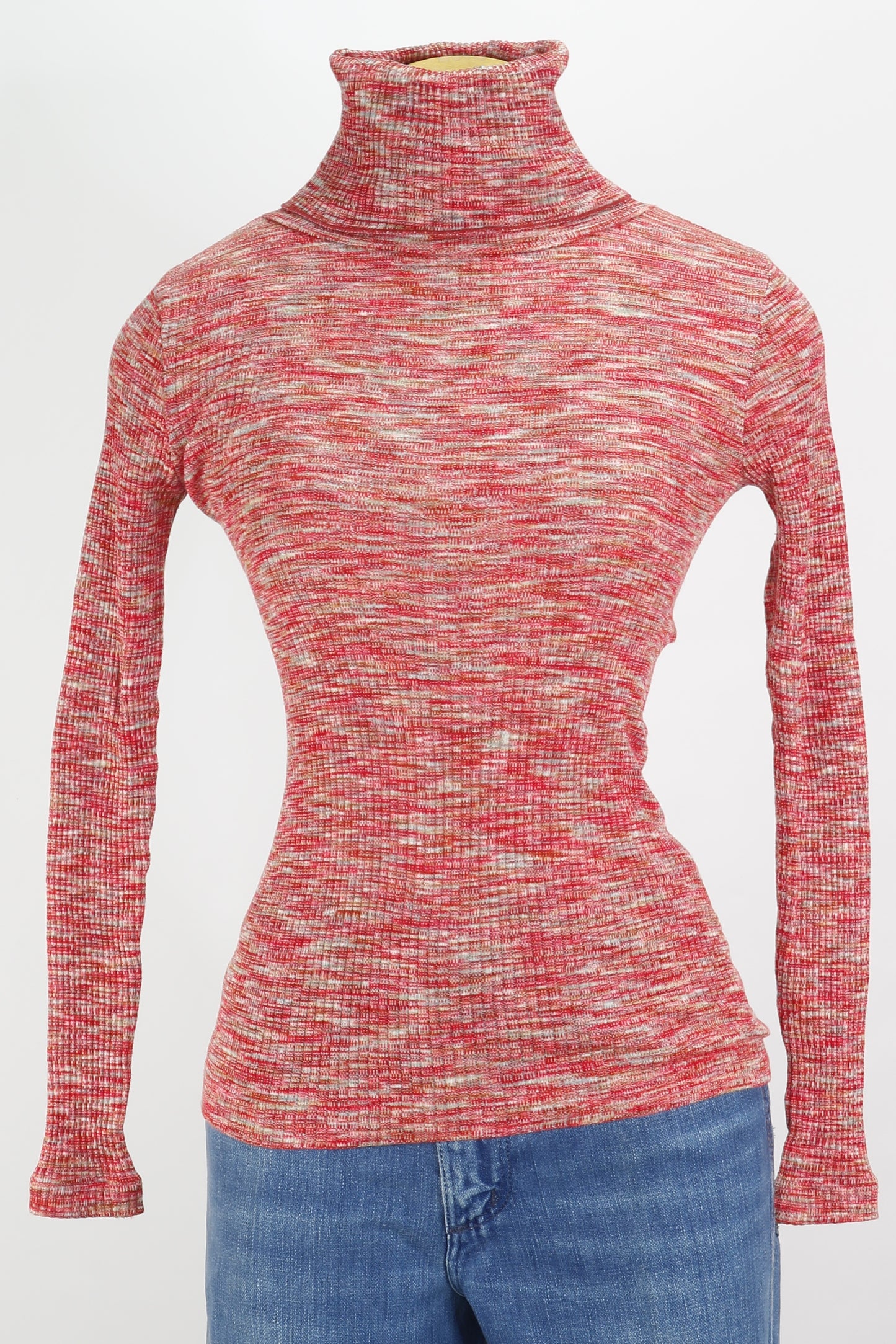 70s KMart Red/Gray Rib Turtleneck        M
