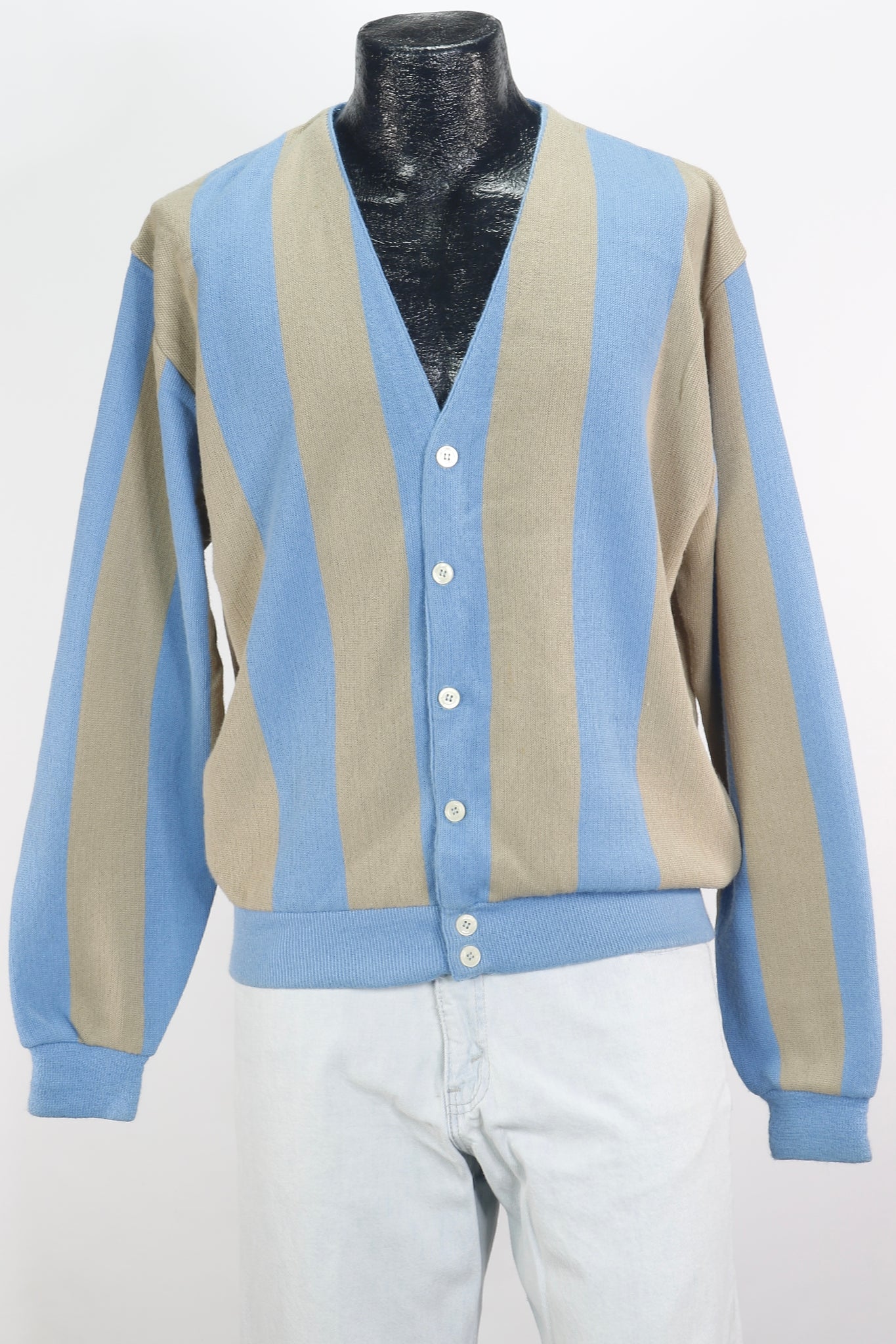 80s Sansabelt Blue/Tan Cardigan         XL