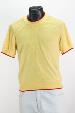 70s Alfie Yellow Terry & Red Ringer Shirt      M