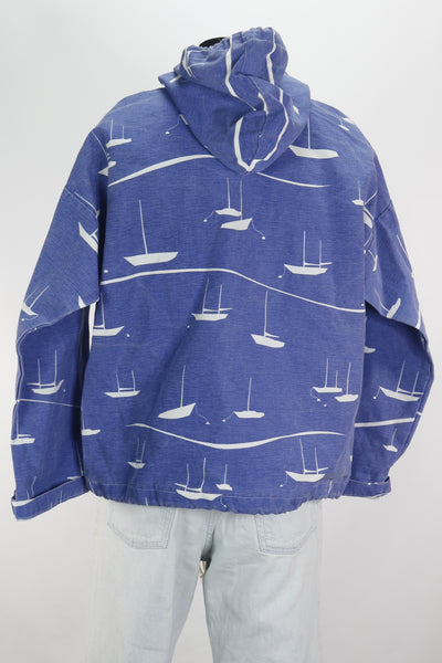 90s Michigan Rag Co. Blue Sail Hoodie      M