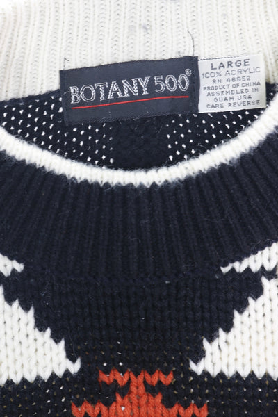 90s Botany SW Blk/White/Orng/Yllw Sweater      L