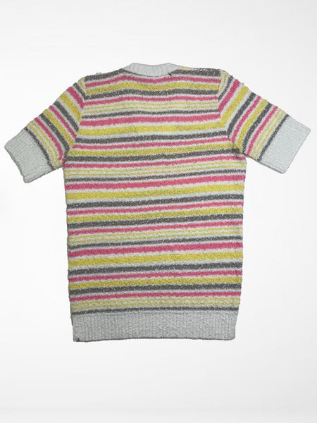 80s Pastel Striped Boucle Knit Top    L