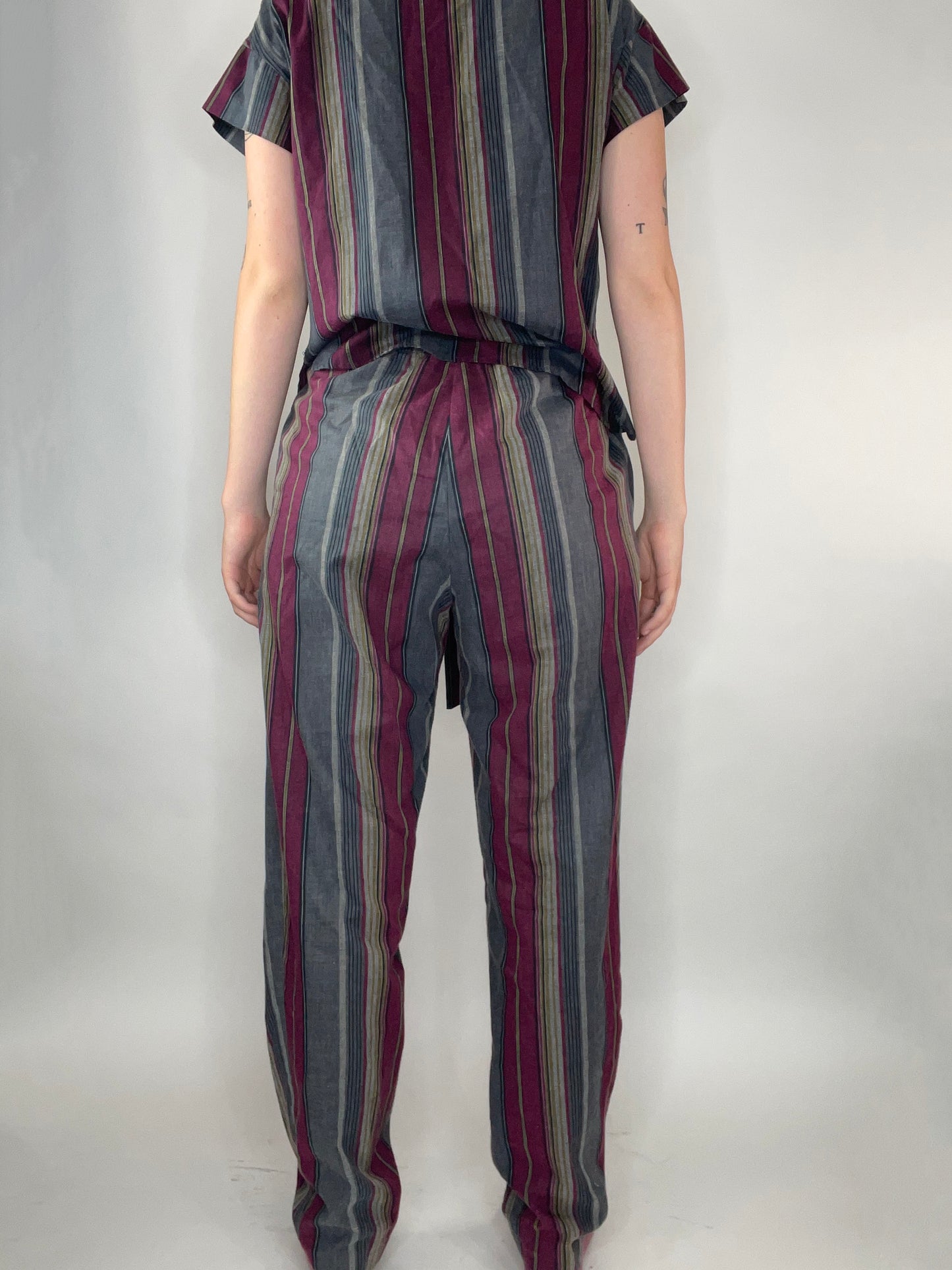 80s PAQUETTE Striped Top & Pant Set    S