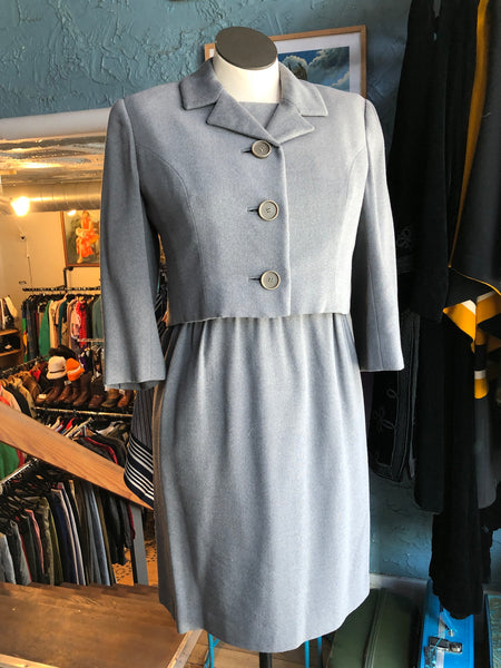 60s Patricia Feeney Gray Dress w/Blazer        w30