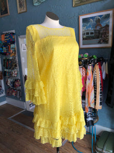 60s Bella Hess Yllw Lace Mini Dress             w43