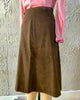 70s Villager Brown Cord A-Line Skirt     W27