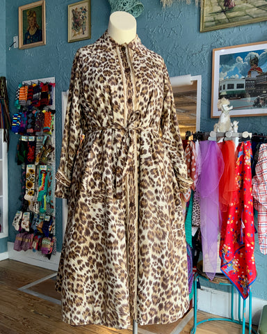 70s Leopard Swing Coat     XL