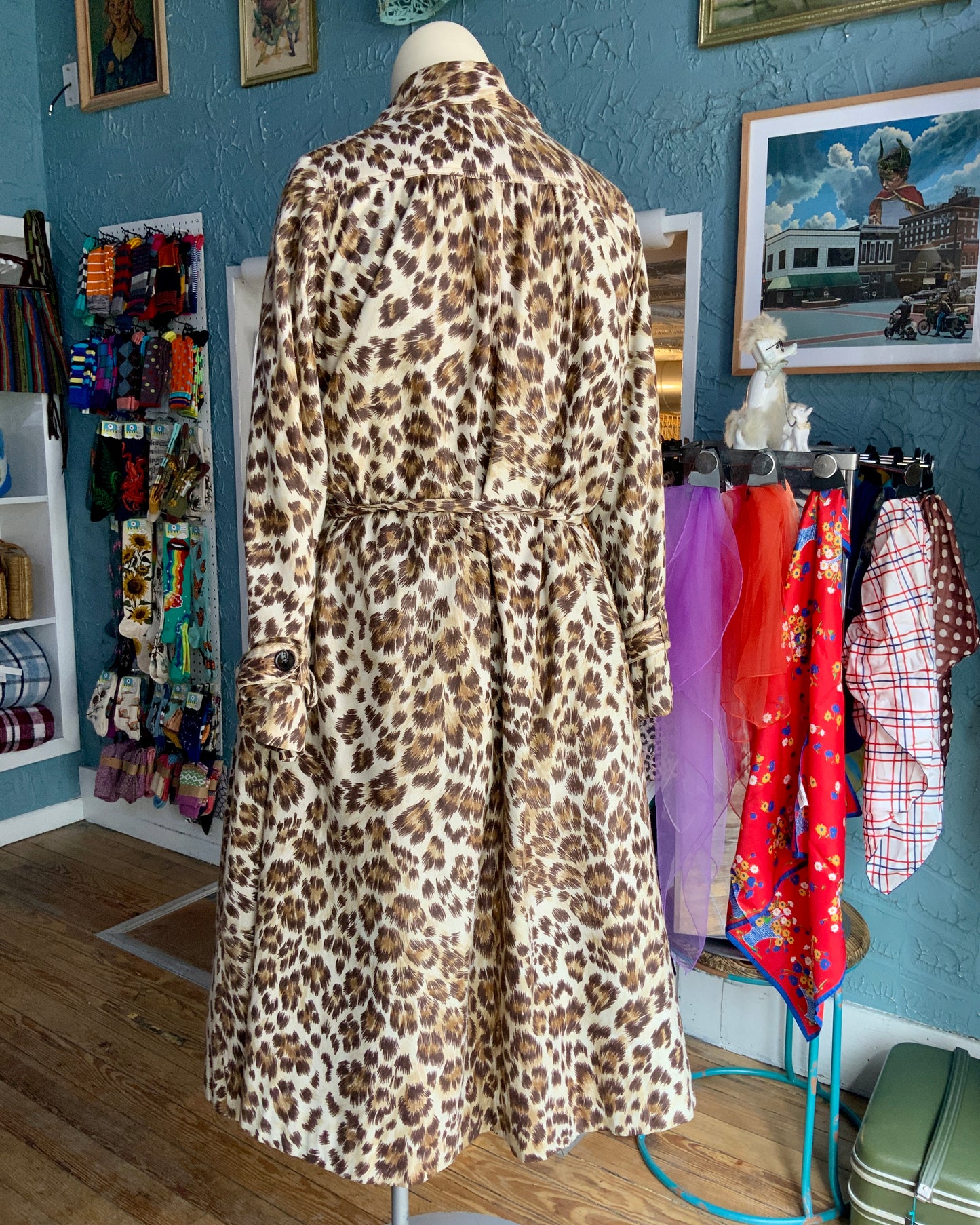 70s Leopard Swing Coat     XL