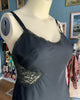 70s Barbizon Black Slip Dress       M