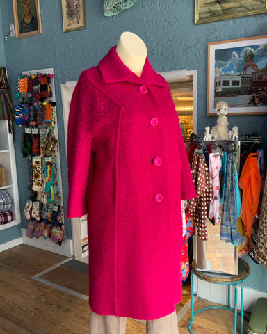 60s Pink Burl Wool ILGWU Coat      M